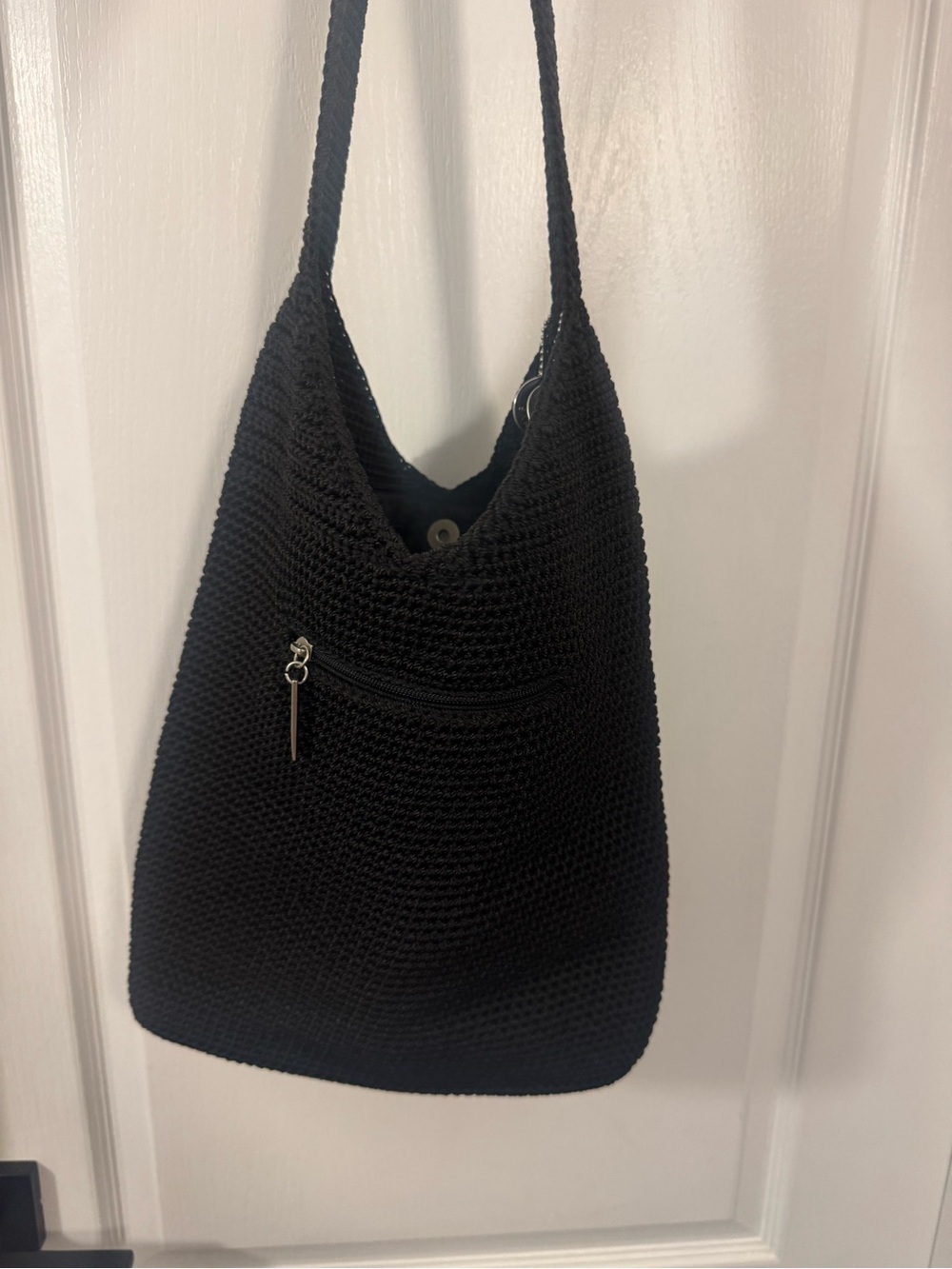 The Sak Black Crochet Shoulder Bag with Front Zipper - Picture 10 of 10